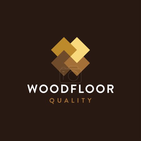 Illustration for Modern minimalist wood flooring logo icon vector template on dark background - Royalty Free Image