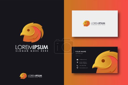 Illustration for Abstract golden pheasant logo icon vector and business card template - Royalty Free Image