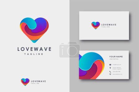 Foto de Moderno colorido vector de logotipo de onda de amor y plantilla de tarjeta de visita - Imagen libre de derechos