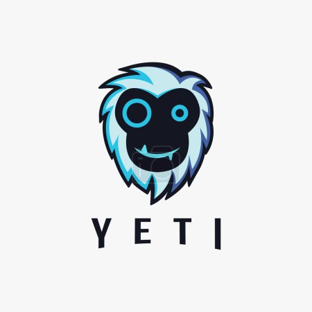Illustration for Fun friendly yeti head face logo vector on black background - Royalty Free Image