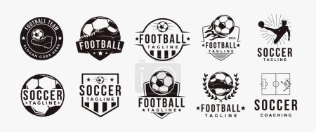 Foto de Conjunto de Vintage fútbol deporte equipo club liga logo con fútbol fútbol equipo vector sobre fondo blanco - Imagen libre de derechos