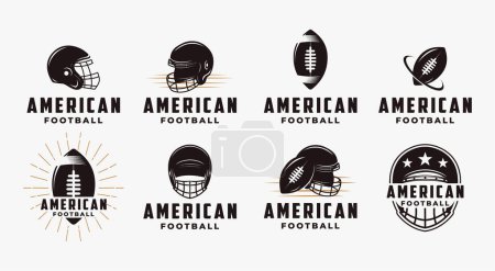 Illustration for Set of vintage badge patch emblem American football sport logo with american football equipment vector icon - Royalty Free Image