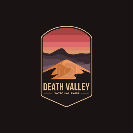 Foto de Ilustración del logotipo del parche del emblema del Parque Nacional del Valle de la Muerte sobre fondo oscuro - Imagen libre de derechos