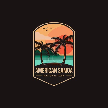 Ilustración de Ilustración del logotipo del parche del emblema del Parque Nacional Samoa Americana sobre fondo oscuro - Imagen libre de derechos