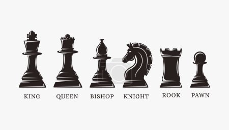 Foto de Conjunto de siluetas pieza de ajedrez vector iconos sobre fondo blanco - Imagen libre de derechos