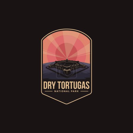 Illustration for Emblem patch logo illustration of Dry Tortugas National Park on dark background - Royalty Free Image