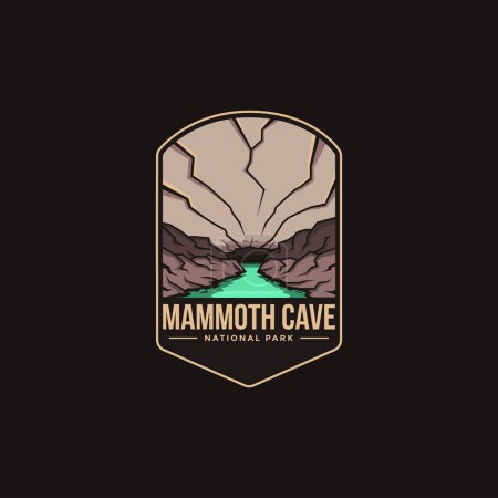 Illustration for Emblem patch logo illustration of Mammoth Cave National Park on dark background - Royalty Free Image