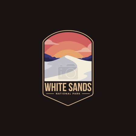 Ilustración de Ilustración del logotipo del parche del emblema del Parque Nacional White Sands sobre fondo oscuro - Imagen libre de derechos