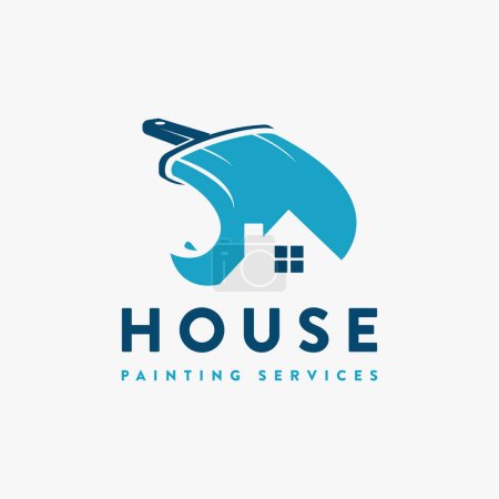 Kreative Pinsel und negative Raum Haus Eigenschaft Logo, Haus Malerei Service Logo Vektor-Symbol auf weißem Hintergrund