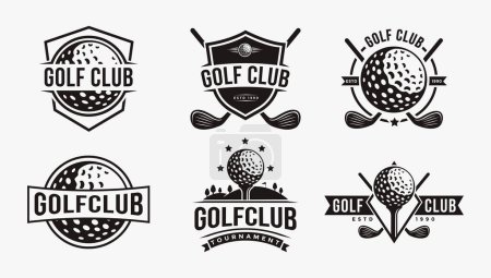 Illustration for Set of vintage badge emblem Golf club, golf tournament logo vector icon on white background - Royalty Free Image