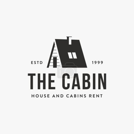 Minimalist tiny house, hut, cottage, cabin logo icon vector on white background