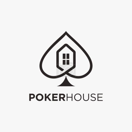 Foto de Picas minimalistas abstractos casa de póquer logo icono vector sobre fondo blanco - Imagen libre de derechos