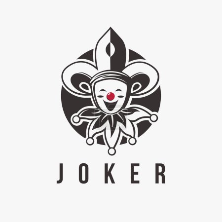 Téléchargez les illustrations : Amusant Joker bouffon logo icône vectoriel modèle sur fond blanc - en licence libre de droit