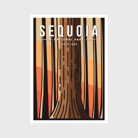 Téléchargez les illustrations : Illustration vectorielle d'affiche du parc national Sequoia - en licence libre de droit