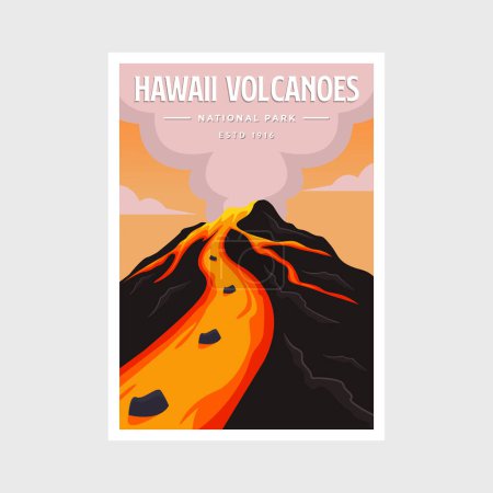 Ilustración de Hawai Volcanes National Park póster vector ilustración diseño - Imagen libre de derechos