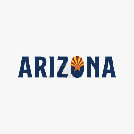 Téléchargez les illustrations : Logo vectoriel design Arizona identique avec drapeau de l'Arizona concept - en licence libre de droit