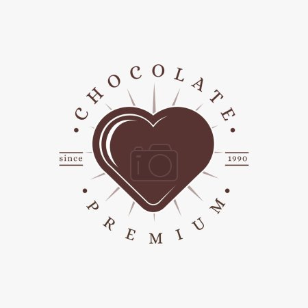 Foto de Vintage corazón amor chocolate logo vector sobre fondo blanco - Imagen libre de derechos
