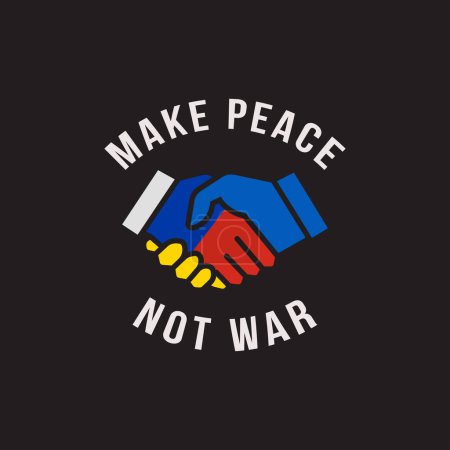 Illustration for Make a peace not war design, with ukrainian and russian handshake vector design - Royalty Free Image