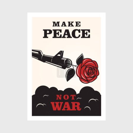 Illustration for Make a peace not war poster design, with Assault rifle and rose concept - Royalty Free Image