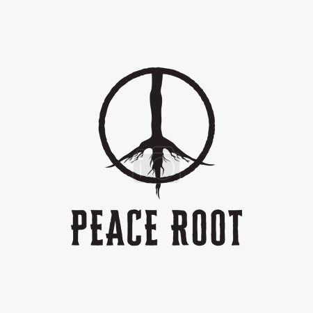Téléchargez les illustrations : Symbole racine de paix logo icône vecteur sur fond blanc - en licence libre de droit
