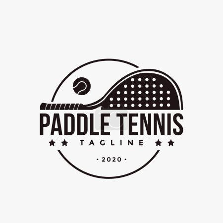 Vintage Paddle Tennis Logo Icon Vektor auf weißem Hintergrund