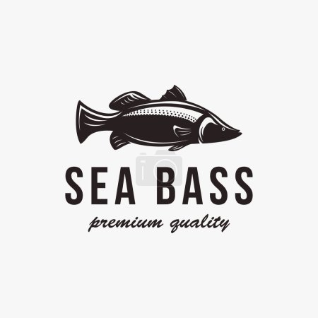 Illustration for Vintage Sea bass fish logo icon vector template on white background - Royalty Free Image