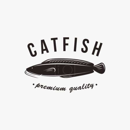 Ilustración de Logo de pez gato vintage sobre fondo blanco - Imagen libre de derechos