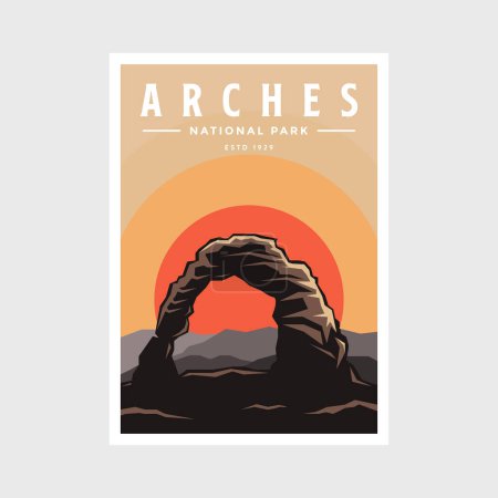 Diseño de ilustración del vector de póster del Parque Nacional Arches