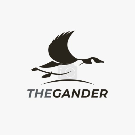 Téléchargez les illustrations : Abstrait minimaliste Flying Gander logo icône vecteur sur fond blanc - en licence libre de droit