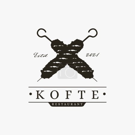 Ilustración de Vintage comida turca, vector logotipo de Kofte sobre fondo blanco - Imagen libre de derechos