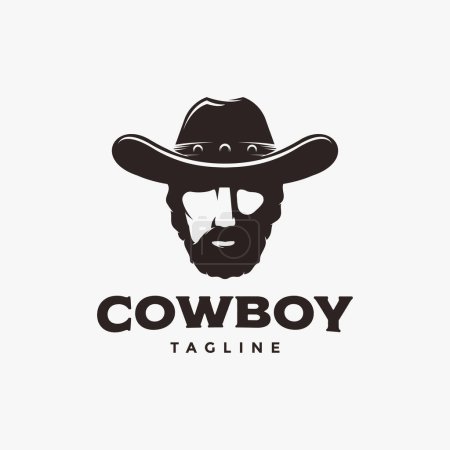 Ilustración de Cabeza de vaquero logo mascota vector sobre fondo blanco - Imagen libre de derechos