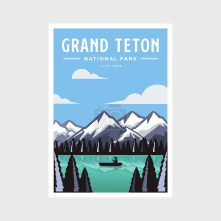Ilustración de Parque Nacional Grand Teton Park cartel vector ilustración diseño - Imagen libre de derechos