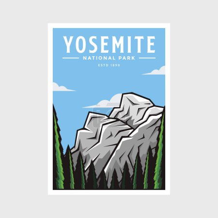 Ilustración de Diseño de ilustración del vector de póster del Parque Nacional Yosemite - Imagen libre de derechos