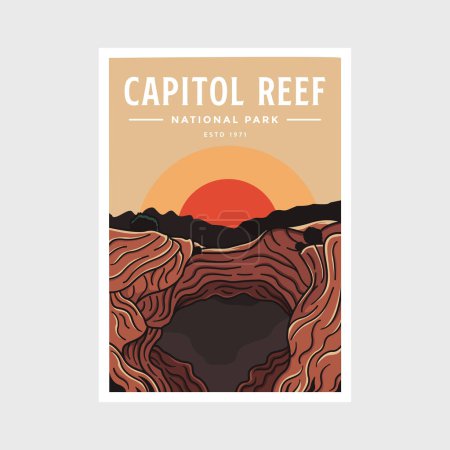 Téléchargez les illustrations : Illustration vectorielle de l'affiche du parc national Capitol reef - en licence libre de droit