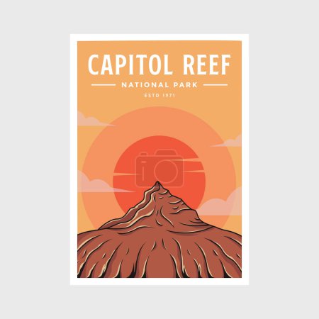 Téléchargez les illustrations : Illustration vectorielle de l'affiche du parc national Capitol reef - en licence libre de droit