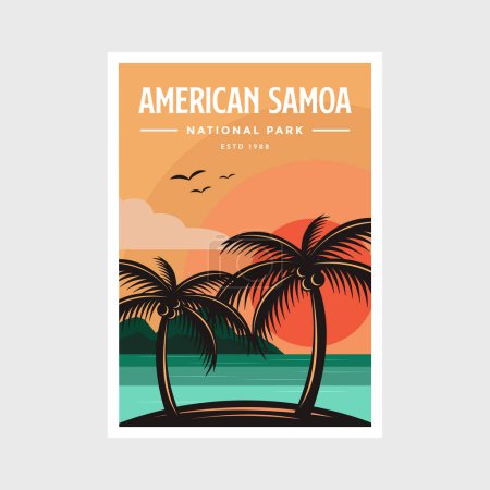 Ilustración de American Samoa National Park póster vector ilustración diseño - Imagen libre de derechos