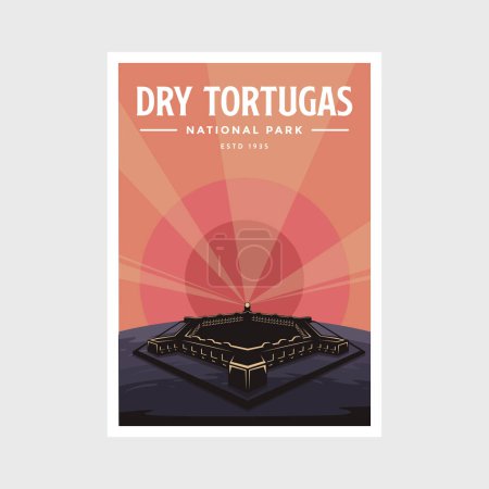 Ilustración de Diseño de ilustración del vector de póster del Parque Nacional Tortugas seco - Imagen libre de derechos