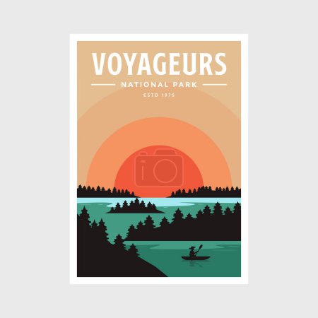 Illustration for Voyageurs National Park poster vector illustration design - Royalty Free Image