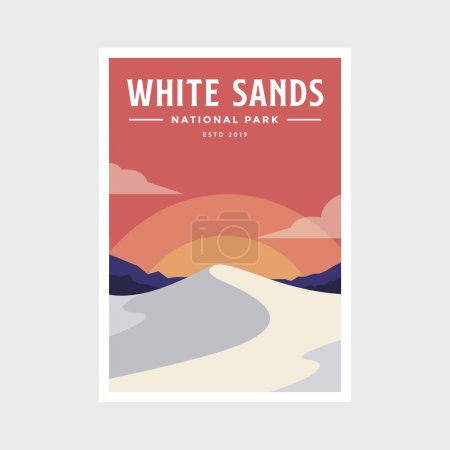 Ilustración de Diseño de ilustración del vector de póster del Parque Nacional de White Sands - Imagen libre de derechos