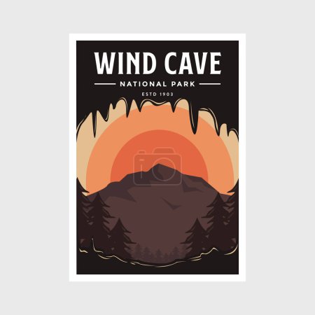 Illustration for Wind Cave National Park poster vector illustration design - Royalty Free Image