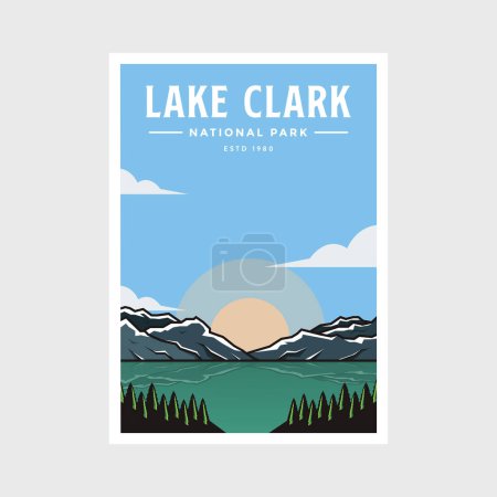 Ilustración de Lake Clark National Park póster vector ilustración diseño - Imagen libre de derechos