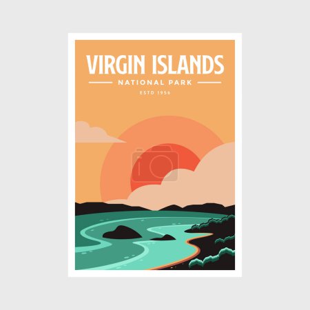 Foto de Parque Nacional de las Islas Vírgenes cartel vector ilustración diseño - Imagen libre de derechos