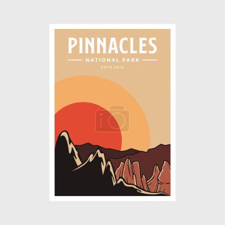 Ilustración de Pinnacles National Park póster vector ilustración diseño - Imagen libre de derechos