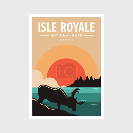 Ilustración de Diseño de ilustración del vector de póster del Parque Nacional Isle Royale - Imagen libre de derechos