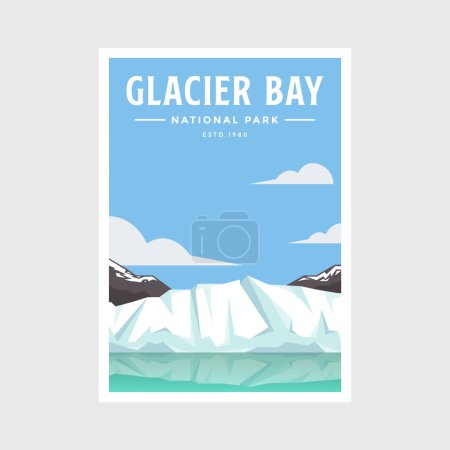 Téléchargez les illustrations : Illustration vectorielle d'affiche du parc national Glacier Bay - en licence libre de droit