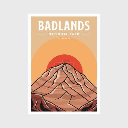 Ilustración de Badlands National Park póster vector ilustración diseño - Imagen libre de derechos