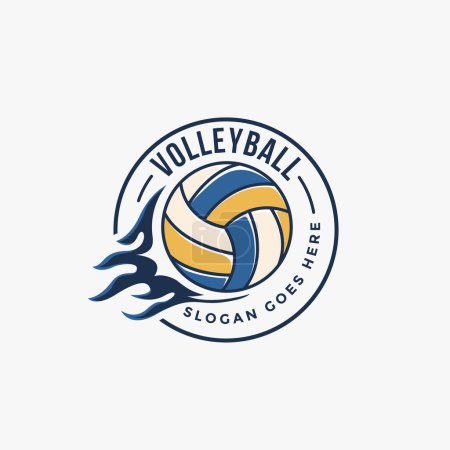 Ilustración de Logotipo clásico del club de voleibol, torneo, vector de diseño de voleibol sobre fondo blanco - Imagen libre de derechos