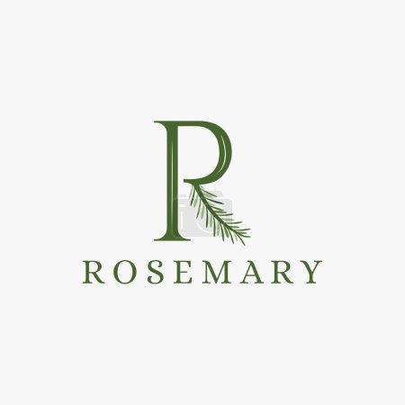 Illustration for Letter R for rosemary logo icon vector on white background - Royalty Free Image