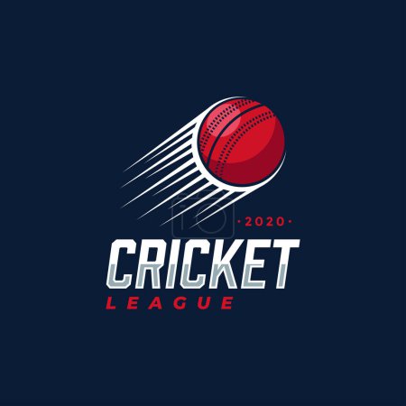 Illustration for Simple Cricket logo, cricket league, cricket club logo design with motion ball vector on dark background - Royalty Free Image