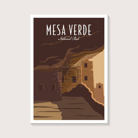 Ilustración de Ilustración de póster del Parque Nacional Mesa Verde - Imagen libre de derechos